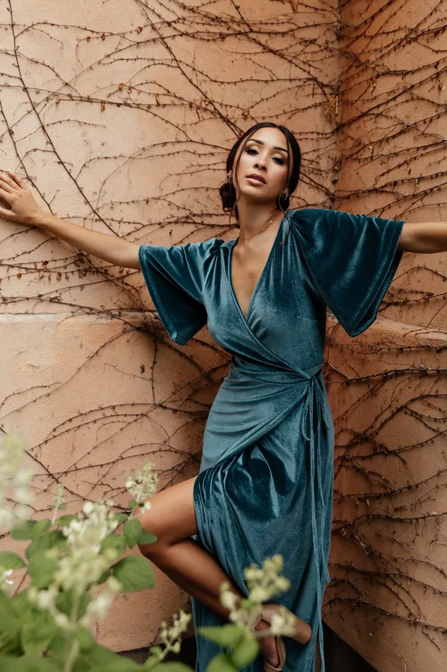 Meghan Velvet Wrap Maxi Dress Persian Blue Women Baltic Born Bump Friendly Meghan Velvet Wrap Maxi Dress Persian Blue Women Baltic Born Bump Friendly