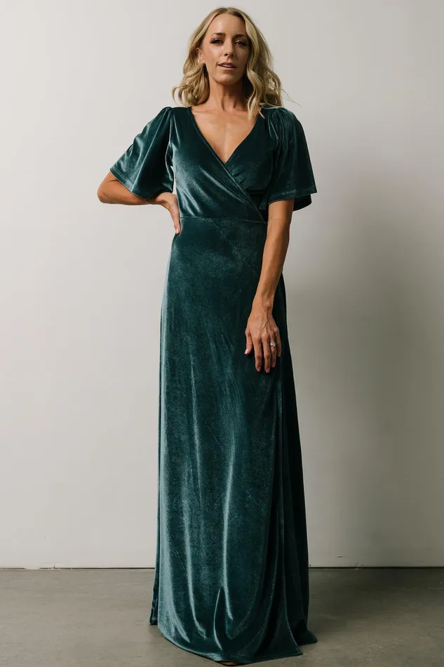 Meghan Velvet Wrap Maxi Dress Persian Blue Women Baltic Born Bump Friendly Meghan Velvet Wrap Maxi Dress Persian Blue Women Baltic Born Bump Friendly
