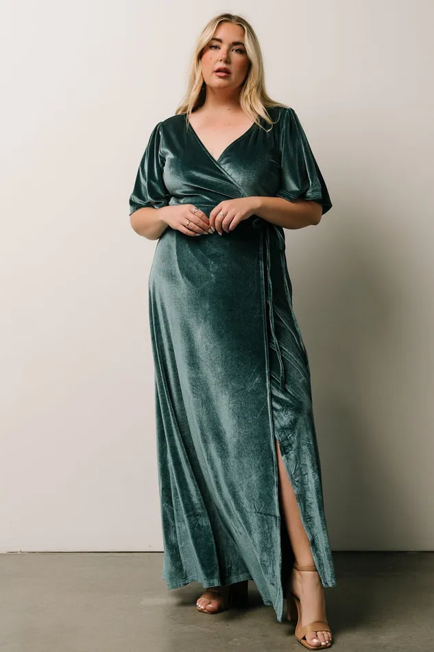Meghan Velvet Wrap Maxi Dress Persian Blue Women Baltic Born Bump Friendly Meghan Velvet Wrap Maxi Dress Persian Blue Women Baltic Born Bump Friendly