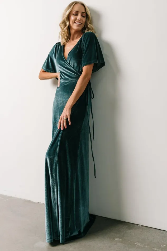 Meghan Velvet Wrap Maxi Dress Persian Blue Women Baltic Born Bump Friendly Meghan Velvet Wrap Maxi Dress Persian Blue Women Baltic Born Bump Friendly