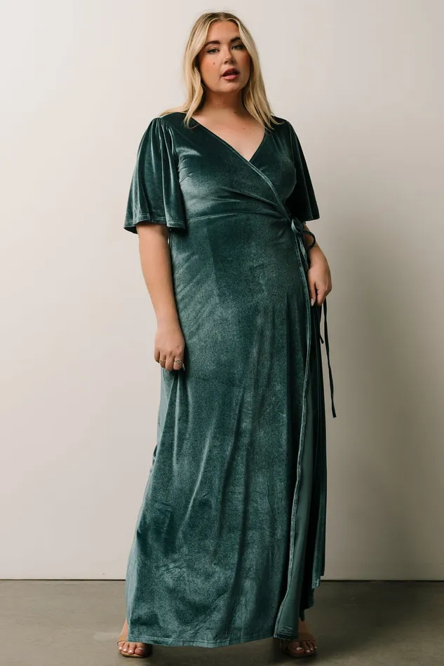 Meghan Velvet Wrap Maxi Dress Persian Blue Women Baltic Born Bump Friendly Meghan Velvet Wrap Maxi Dress Persian Blue Women Baltic Born Bump Friendly