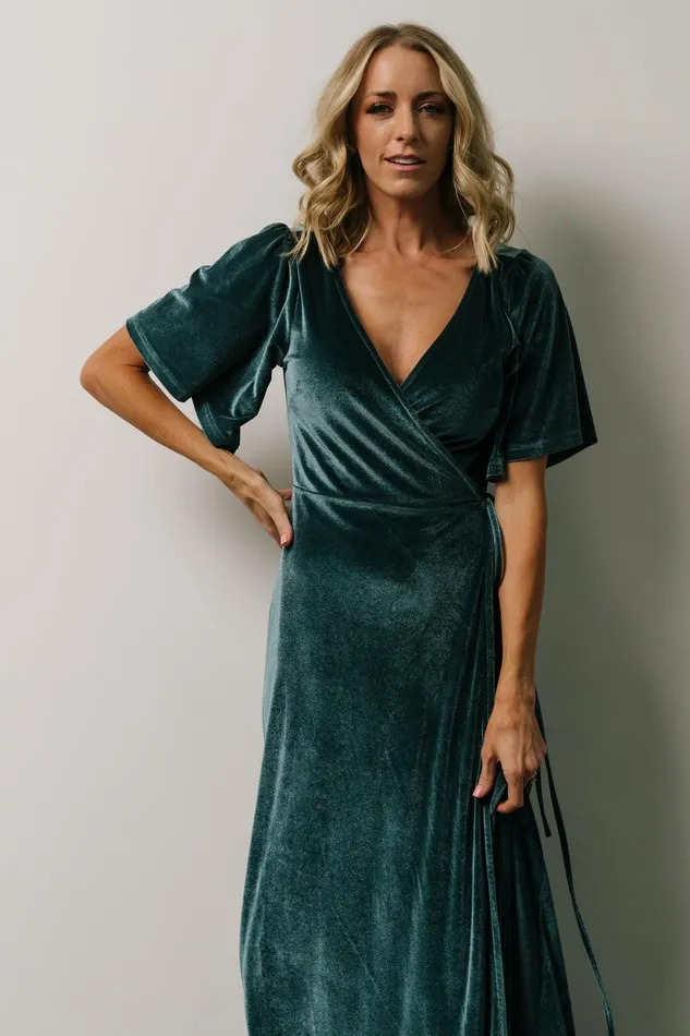 Meghan Velvet Wrap Maxi Dress Persian Blue Women Baltic Born Bump Friendly Meghan Velvet Wrap Maxi Dress Persian Blue Women Baltic Born Bump Friendly