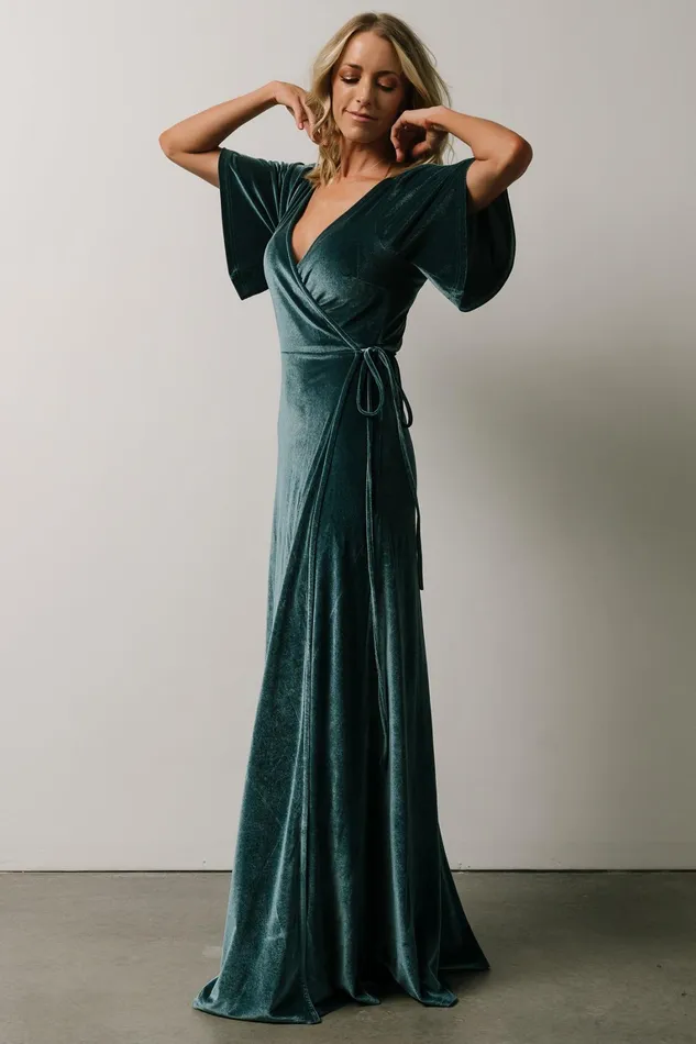 Meghan Velvet Wrap Maxi Dress Persian Blue Women Baltic Born Bump Friendly Meghan Velvet Wrap Maxi Dress Persian Blue Women Baltic Born Bump Friendly