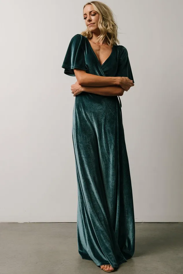 Meghan Velvet Wrap Maxi Dress Persian Blue Women Baltic Born Bump Friendly Meghan Velvet Wrap Maxi Dress Persian Blue Women Baltic Born Bump Friendly