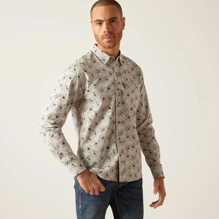 Memphis Stretch Modern Fit Shirt Grey Heather Men Ariat Button Down Shirts