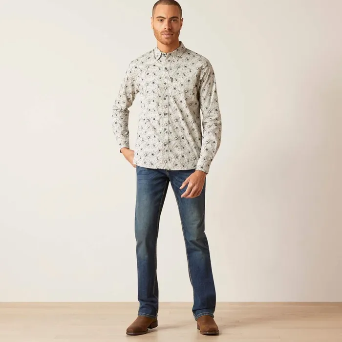 Memphis Stretch Modern Fit Shirt Grey Heather Men Ariat Button Down Shirts Memphis Stretch Modern Fit Shirt Grey Heather Men Ariat Button Down Shirts