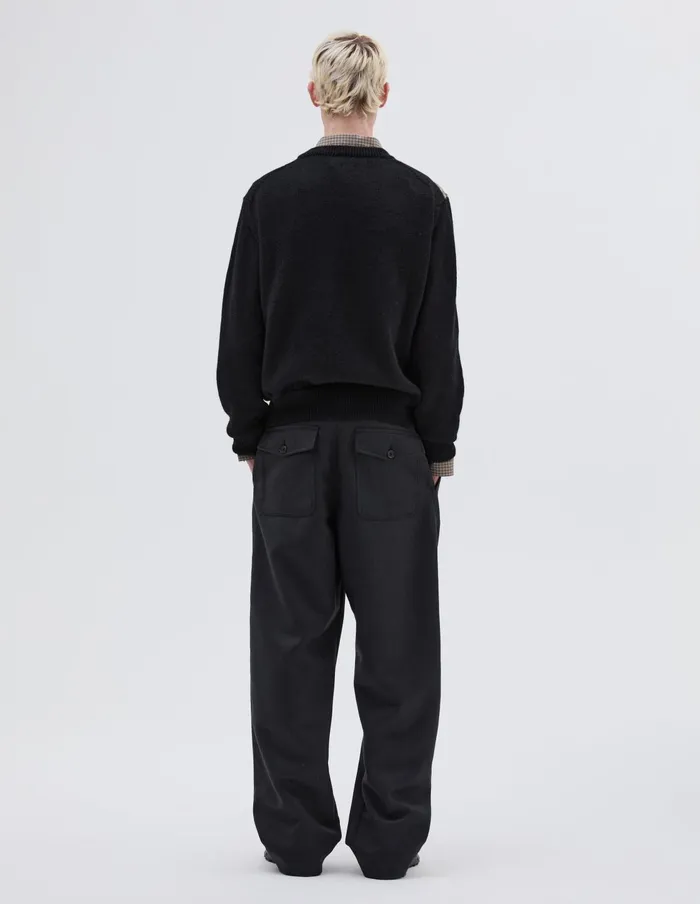 Men Abstract Fairisle Crew Black Natural Grey Margaret Howell Knitwear