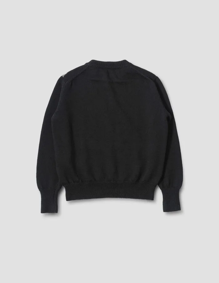 Men Abstract Fairisle Crew Black Natural Grey Margaret Howell Knitwear
