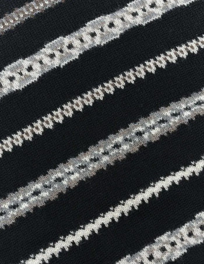 Men Abstract Fairisle Crew Black Natural Grey Margaret Howell Knitwear