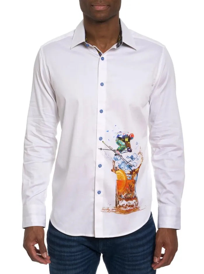 Men APRESSKI LONG SLEEVE BUTTON DOWN SHIRT BIG White Robert Graham Button Down Shirts