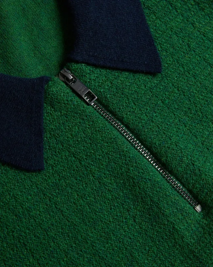 Men ARWIK 8211 Textured Knit Contrast Collar Polo Green Ted Baker Jumpers and Knitwear Men ARWIK 8211 Textured Knit Contrast Collar Polo Green Ted Baker Jumpers and Knitwear
