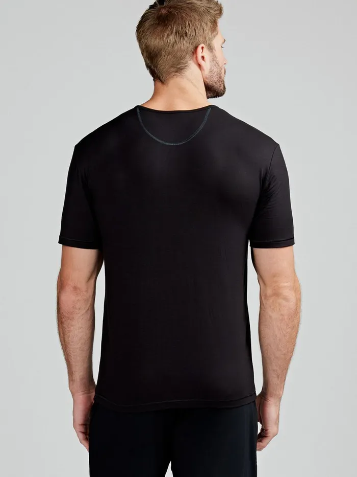 Men Bamboo Silk Sleep Short Sleeve Henley Tasc Performance Lounge