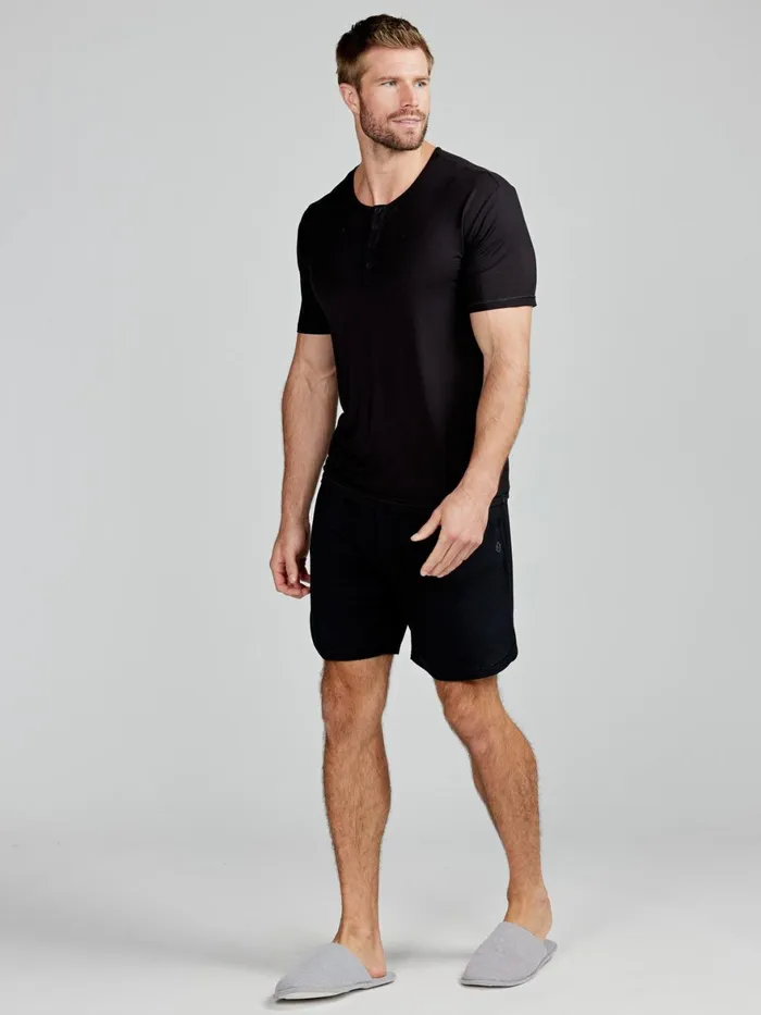 Men Bamboo Silk Sleep Short Sleeve Henley Tasc Performance Lounge
