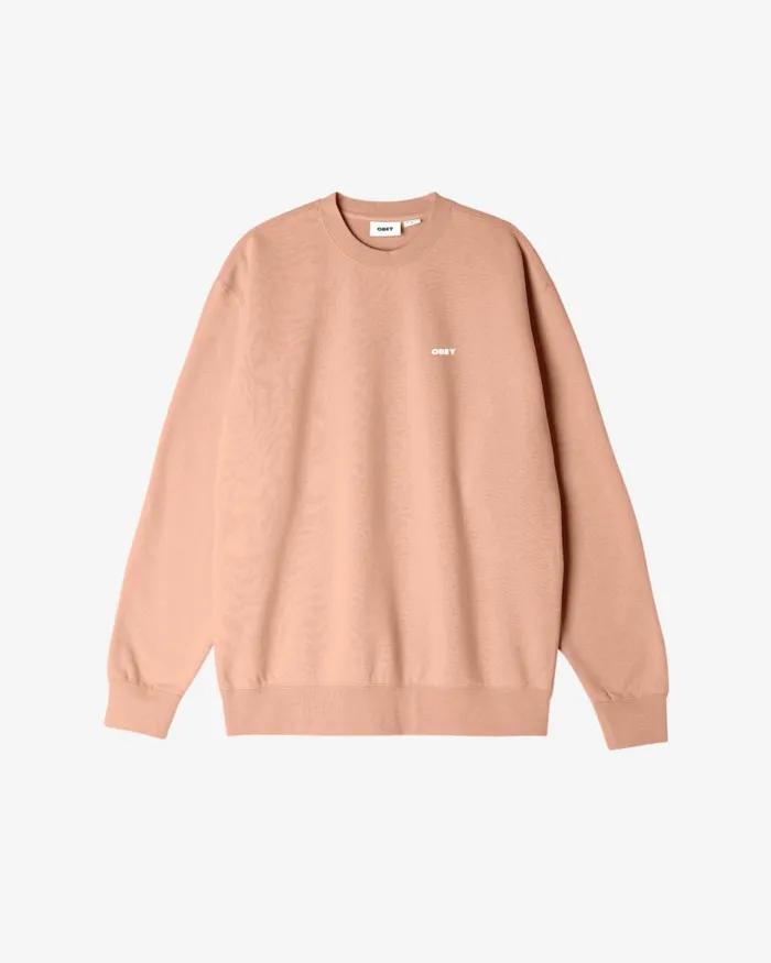Men BOLD HEAVYWEIGHT CREWNECK Peach Parfait OBEY Clothing SWEATSHIRTS