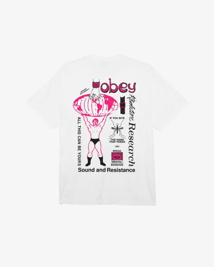 Men BREAK MENTAL BONDAGE HEAVYWEIGHT TSHIRT White OBEY Clothing TSHIRTS