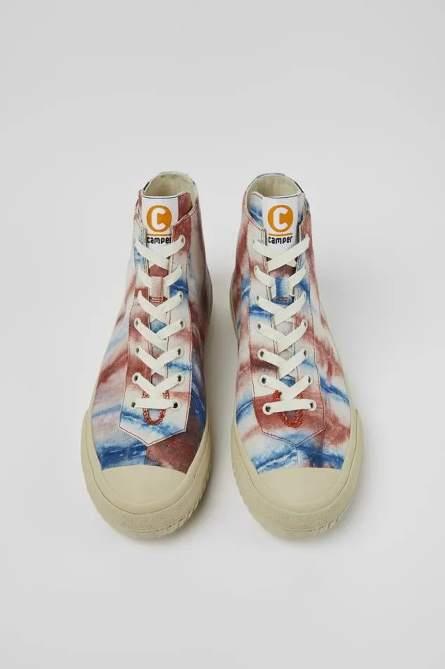 Men Camper Ankle Boots Camper X EFI Multicolored Organic Cotton Sneakers Men Camper Ankle Boots Camper X EFI Multicolored Organic Cotton Sneakers