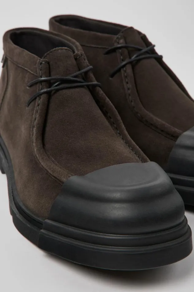 Men Camper Ankle Boots Junction Gray Nubuck Shoes