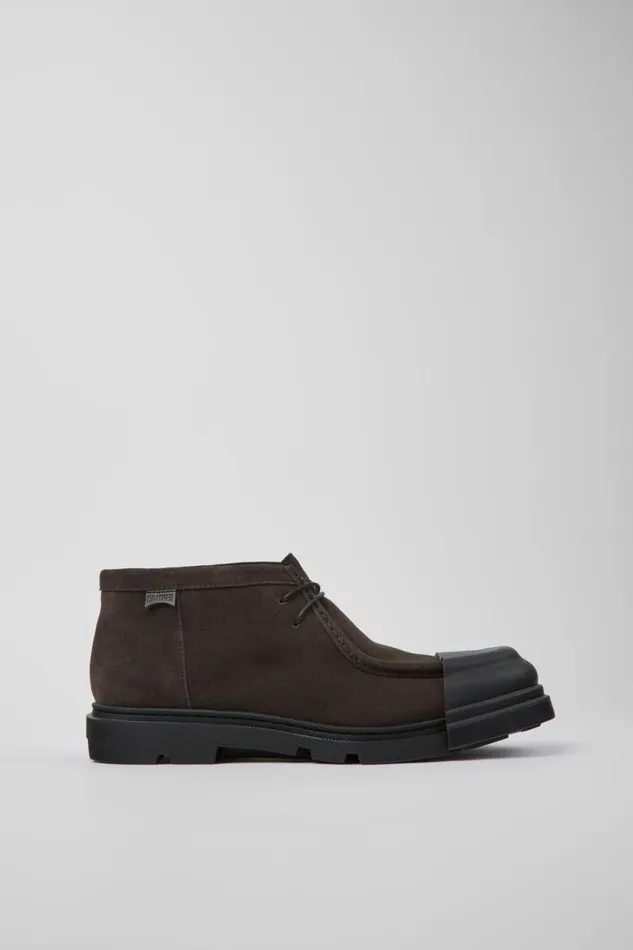 Men Camper Ankle Boots Junction Gray Nubuck Shoes Men Camper Ankle Boots Junction Gray Nubuck Shoes
