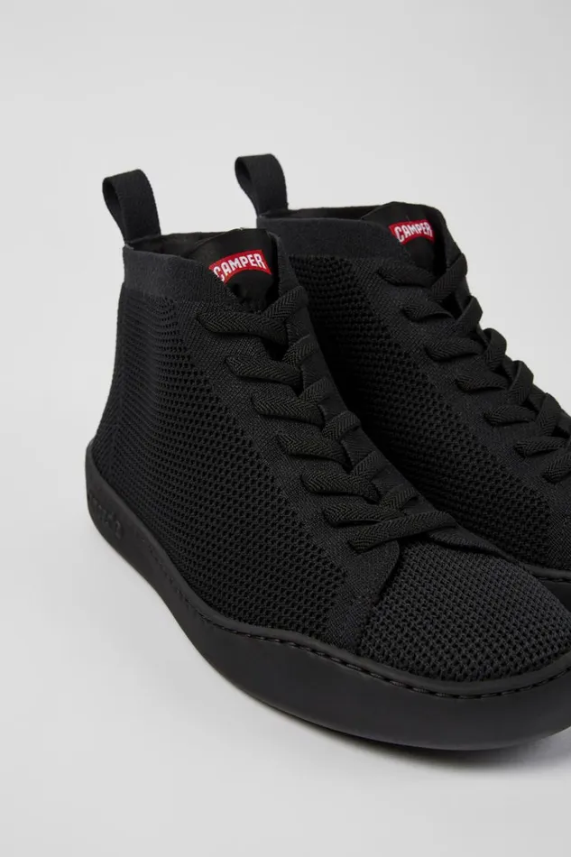 Men Camper Ankle Boots Peu Touring Black Onepiece Knit Sneakers
