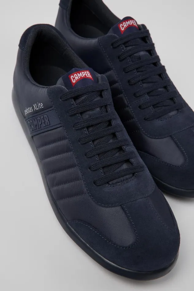 Men Camper Casual Shoes Pelotas XLite Blue Textile And Nubuck Shoes