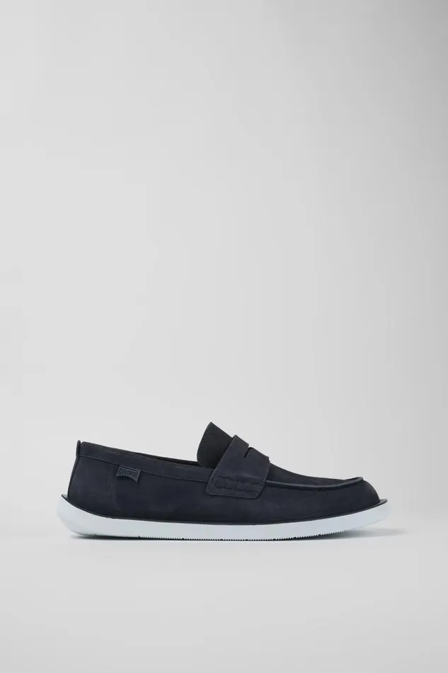 Men Camper Formal Shoes Wagon Blue Nubuck Moccasin Men Camper Formal Shoes Wagon Blue Nubuck Moccasin