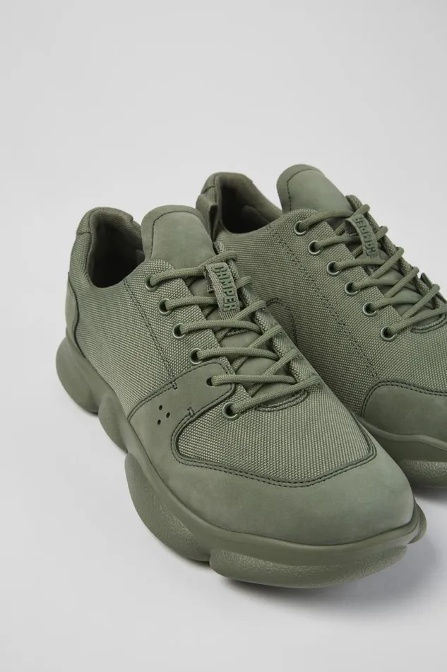 Men Camper Sneakers Karst Green Leather And Recycled PET Sneakers