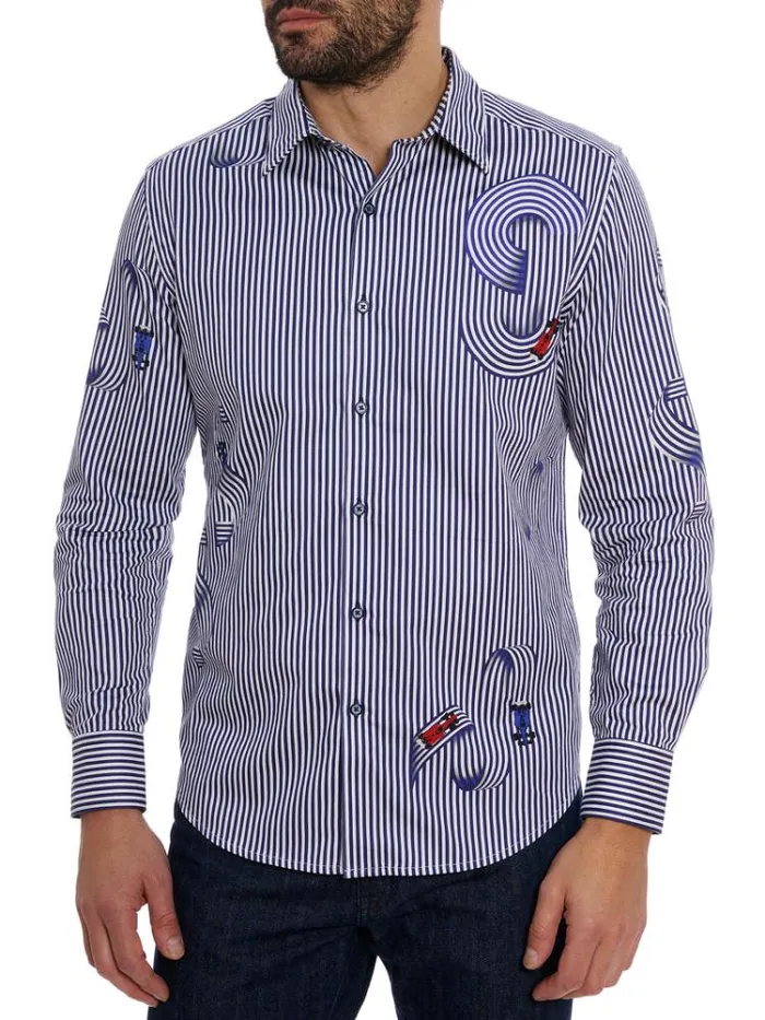 Men CHICANE LONG SLEEVE BUTTON DOWN SHIRT White Robert Graham Button Down Shirts