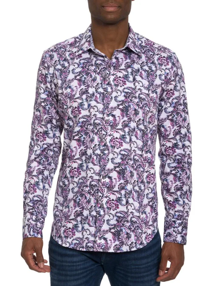 Men CICCIO LONG SLEEVE BUTTON DOWN SHIRT BIG Wine Robert Graham Button Down Shirts