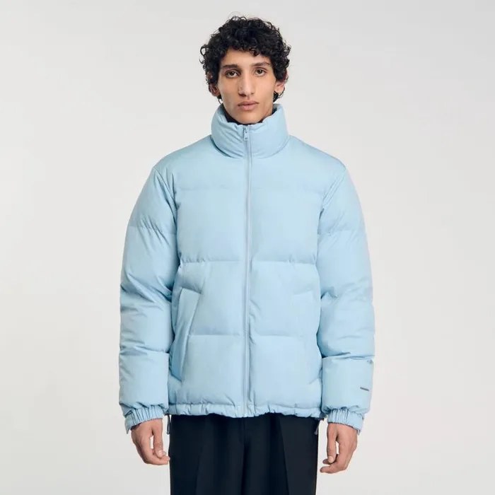 Men Coats SANDRO Oversized Puffer Jacket Sky Blue