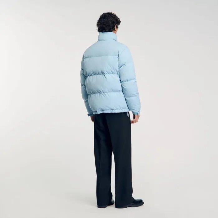 Men Coats SANDRO Oversized Puffer Jacket Sky Blue