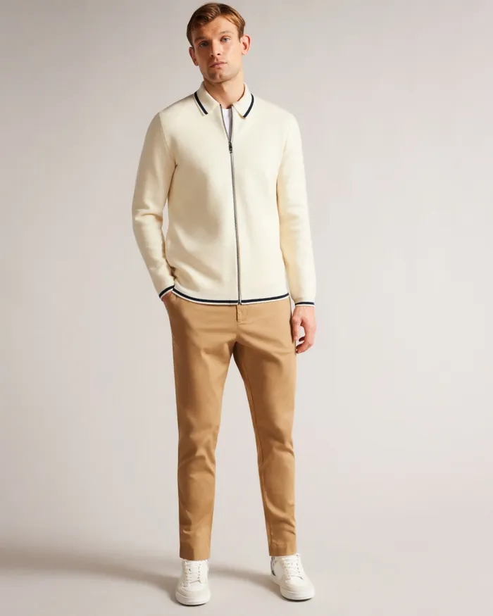 Men COPLOE 8211 Long Sleeve Zip Through Jacket White Ted Baker Jumpers and Knitwear Men COPLOE 8211 Long Sleeve Zip Through Jacket White Ted Baker Jumpers and Knitwear