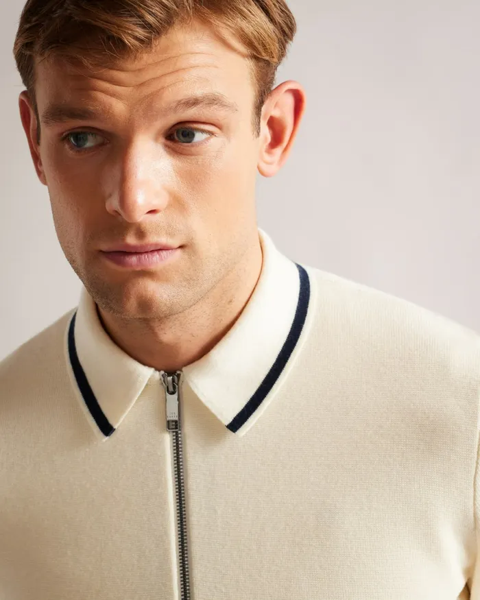 Men COPLOE 8211 Long Sleeve Zip Through Jacket White Ted Baker Jumpers and Knitwear Men COPLOE 8211 Long Sleeve Zip Through Jacket White Ted Baker Jumpers and Knitwear