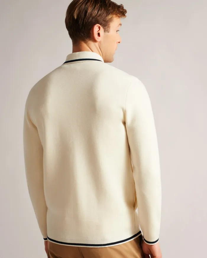 Men COPLOE 8211 Long Sleeve Zip Through Jacket White Ted Baker Jumpers and Knitwear Men COPLOE 8211 Long Sleeve Zip Through Jacket White Ted Baker Jumpers and Knitwear