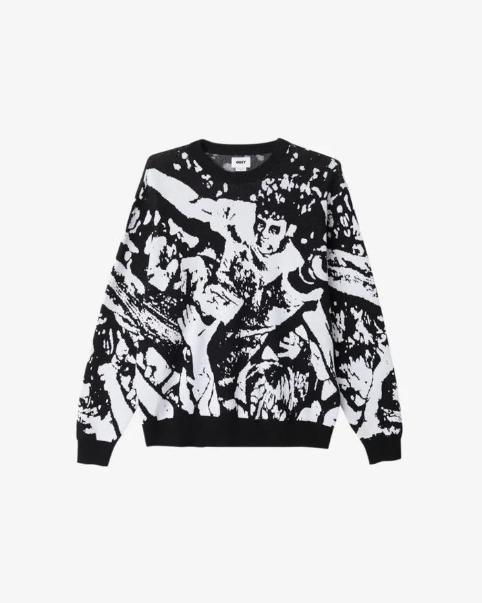 Men CROWD SURFING SWEATER Coronet Blue Multi OBEY Clothing SWEATERS