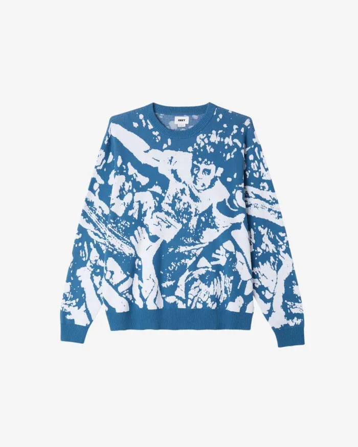 Men CROWD SURFING SWEATER Coronet Blue Multi OBEY Clothing SWEATERS