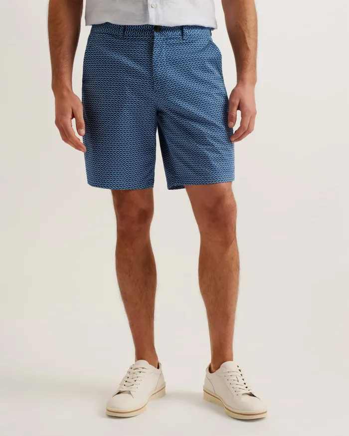 Men DULWICK 8211 Geometric Print Chino Shorts Blue Ted Baker Shorts Men DULWICK 8211 Geometric Print Chino Shorts Blue Ted Baker Shorts