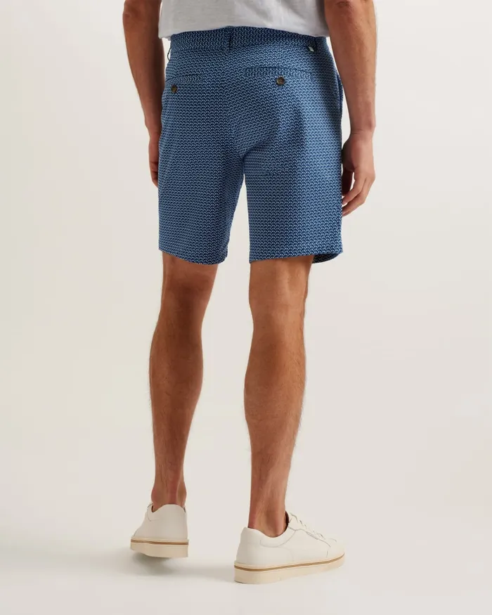 Men DULWICK 8211 Geometric Print Chino Shorts Blue Ted Baker Shorts Men DULWICK 8211 Geometric Print Chino Shorts Blue Ted Baker Shorts