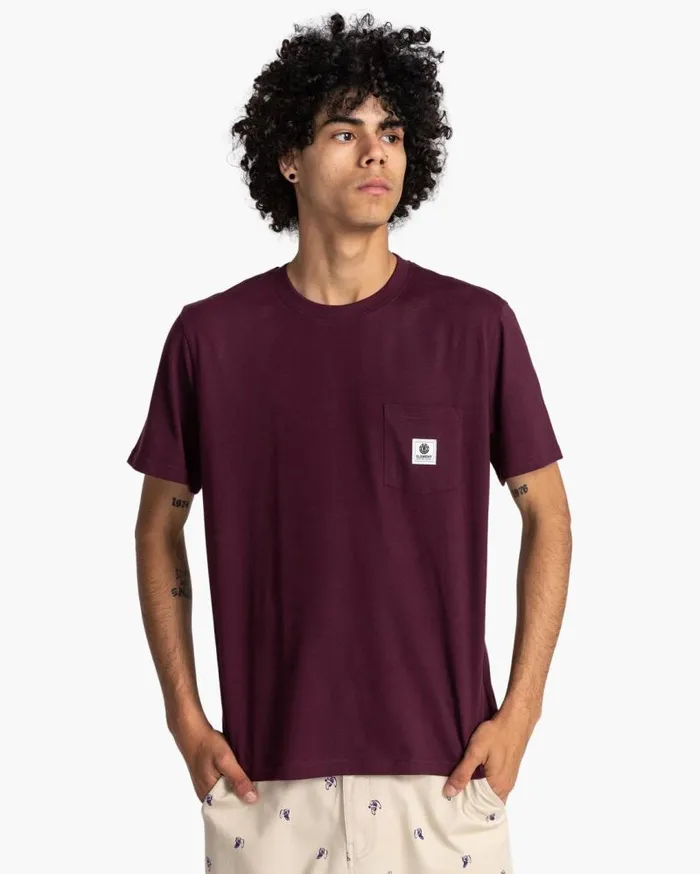 Men Element TShirts Basic Pocket Label Short Sleeve TShirt Winetasting