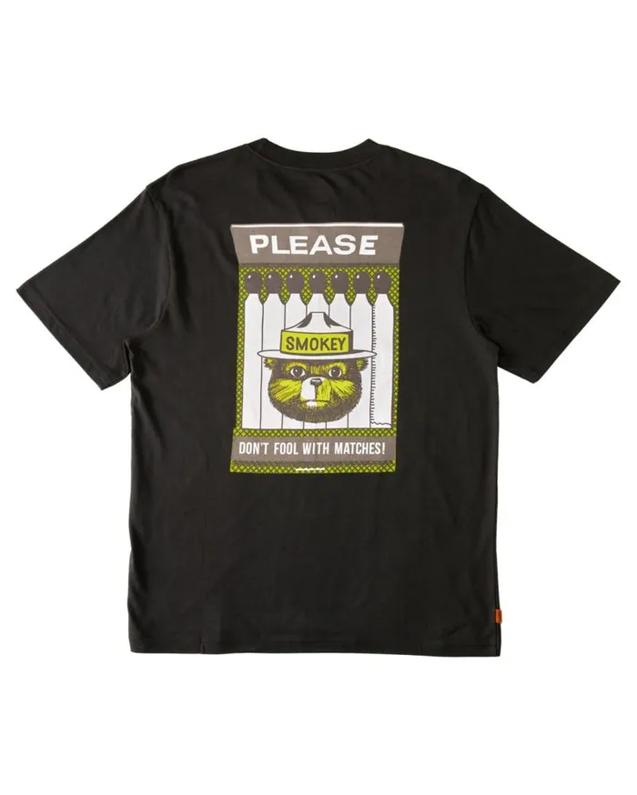 Men Element TShirts Smokey Bear X Element Please TShirt Off Black