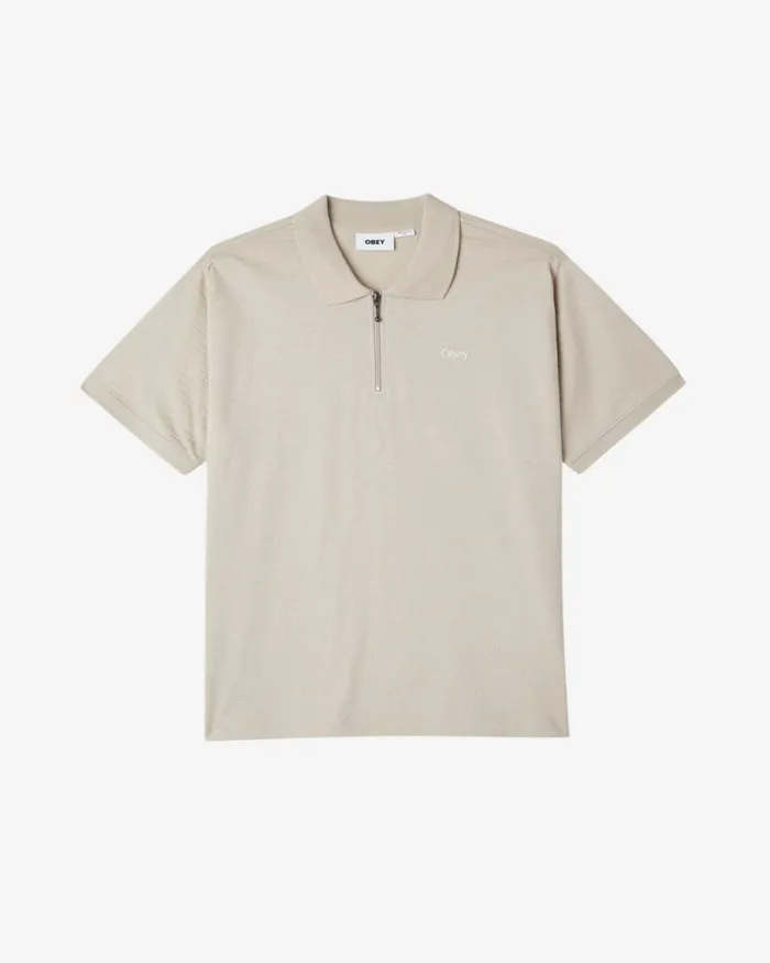Men ESCAPE ZIP POLO Silver Grey OBEY Clothing TOPS