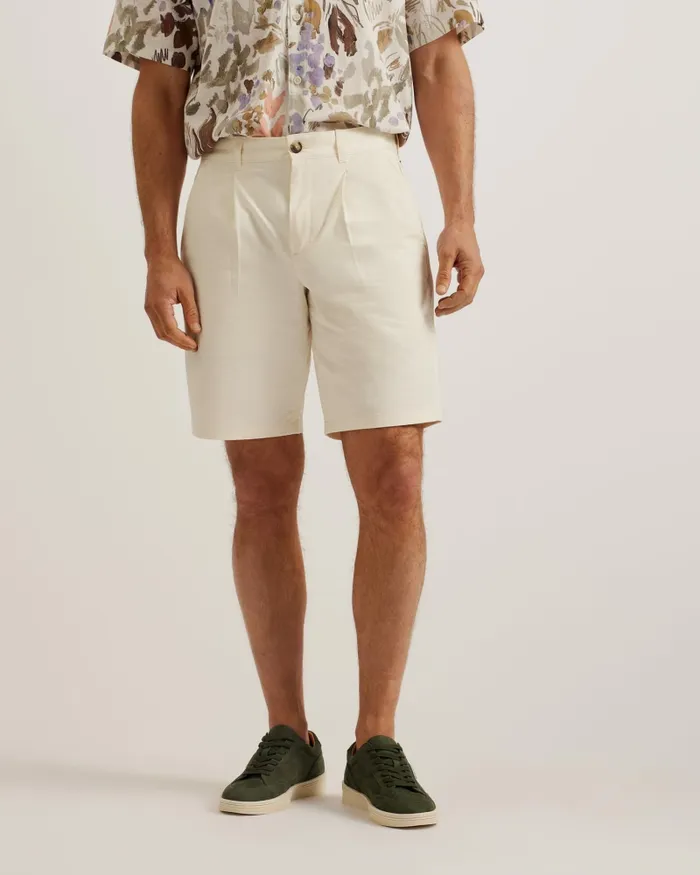 Men FULHUM 8211 Pleated Cotton Chino Shorts White Ted Baker Shorts Men FULHUM 8211 Pleated Cotton Chino Shorts White Ted Baker Shorts