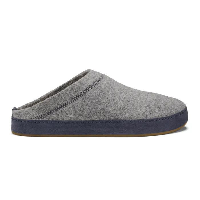 Men Hmani Hulu Mens Wool Mule Slipper Graphite Trench Blue Olukai IndoorOutdoor