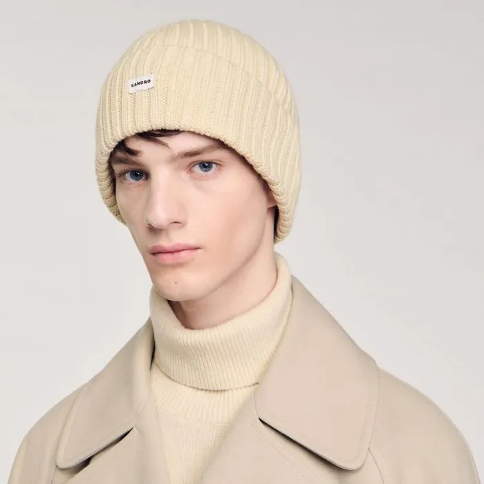 Men Hats SANDRO Knit Hat Ficelle Men Hats SANDRO Knit Hat Ficelle