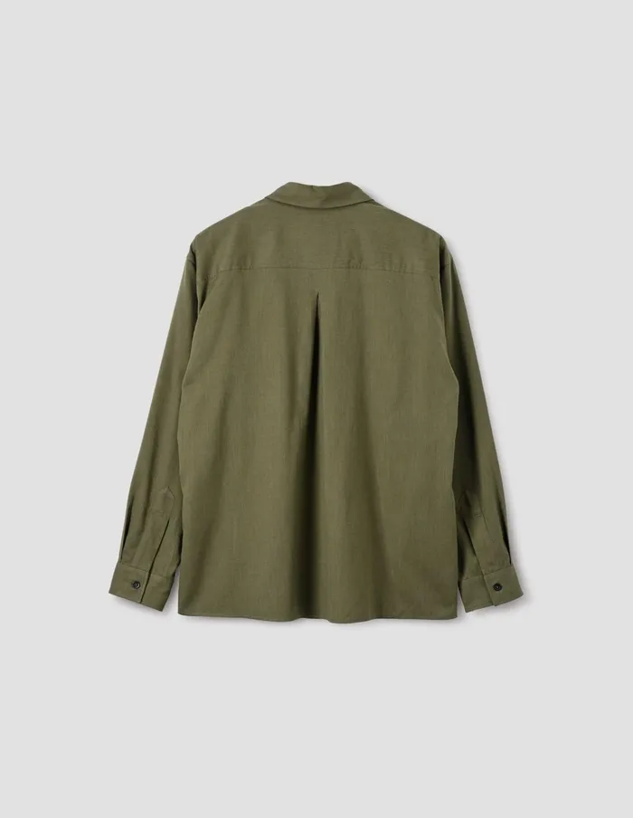 Men Inverted Pocket Shirt Khaki Green Margaret Howell Shirts