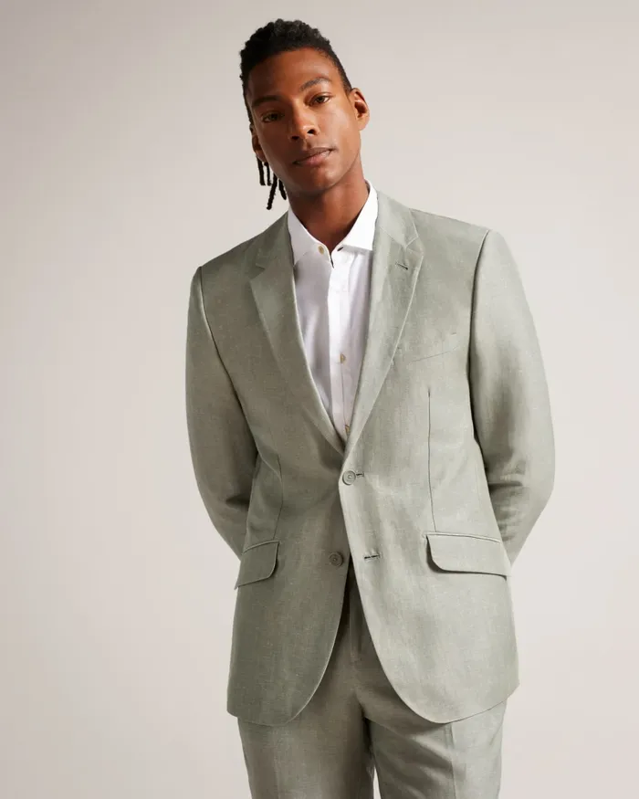 Men LANCEJ 8211 Wool And Linen Blazer Light Green Ted Baker Suits Men LANCEJ 8211 Wool And Linen Blazer Light Green Ted Baker Suits
