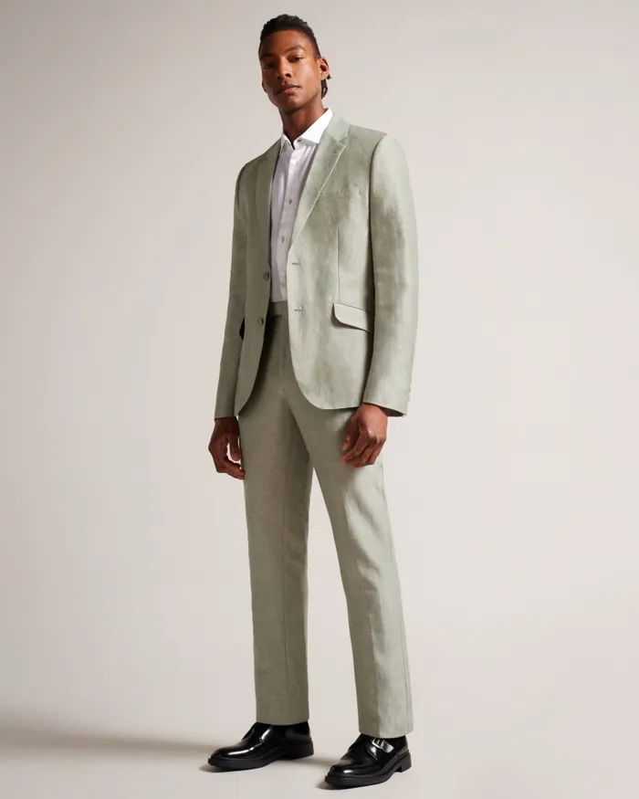 Men LANCEJ 8211 Wool And Linen Blazer Light Green Ted Baker Suits Men LANCEJ 8211 Wool And Linen Blazer Light Green Ted Baker Suits