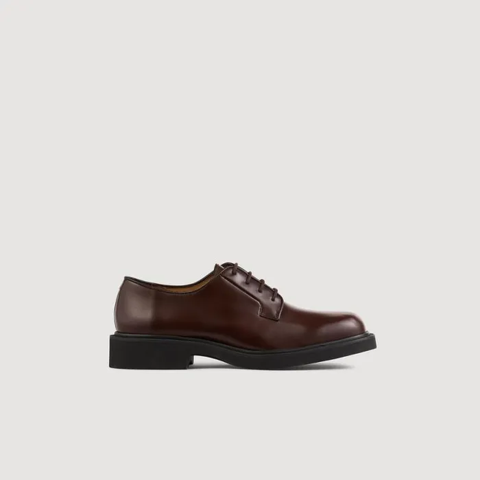 Men Loafers and Dress Shoes SANDRO Patent Leather Derbies Dark Brown