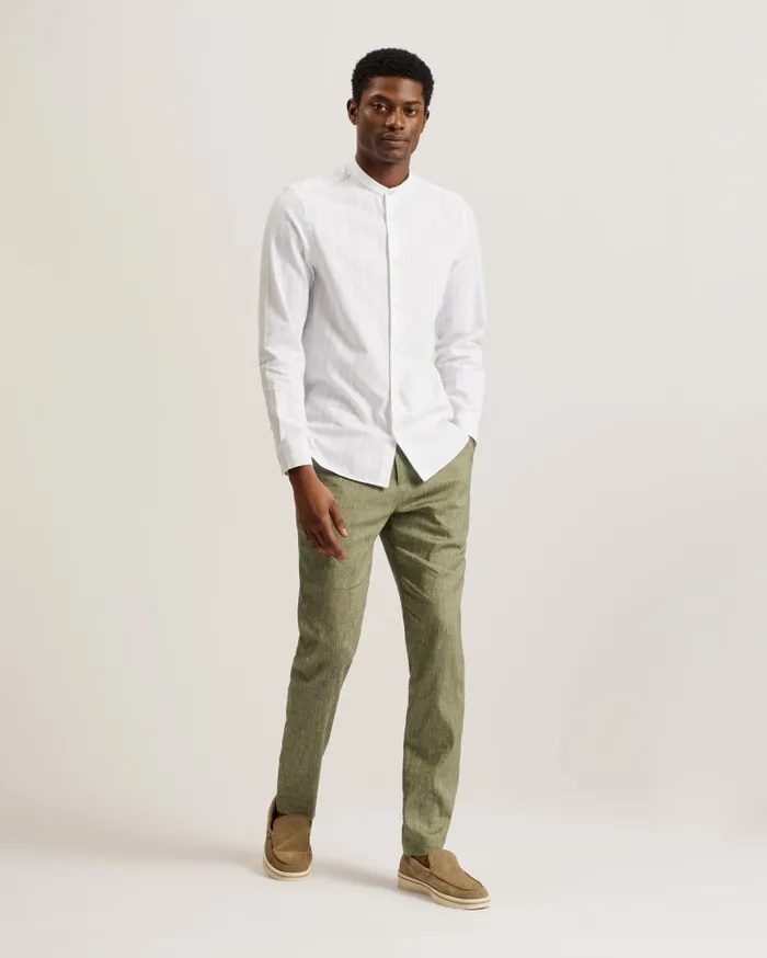 Men MAJO 8211 Slim Fit Linen Blend Trousers Green Ted Baker Trousers and Chinos Men MAJO 8211 Slim Fit Linen Blend Trousers Green Ted Baker Trousers and Chinos