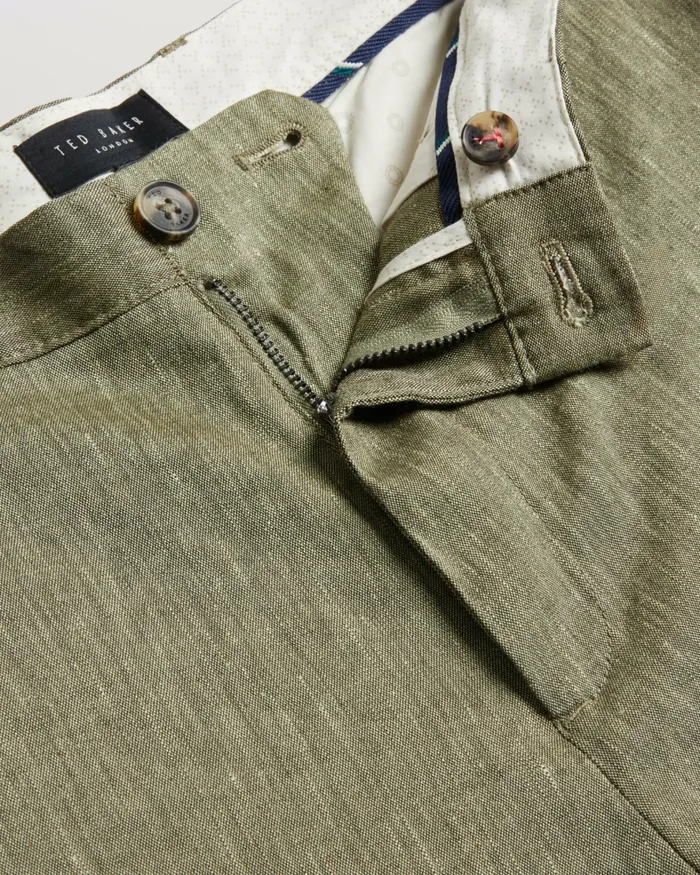 Men MAJO 8211 Slim Fit Linen Blend Trousers Green Ted Baker Trousers and Chinos Men MAJO 8211 Slim Fit Linen Blend Trousers Green Ted Baker Trousers and Chinos