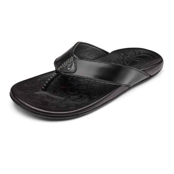 Men Mekila Mens HighCharacter Leather Sandals Black Olukai Leather Men Mekila Mens HighCharacter Leather Sandals Black Olukai Leather